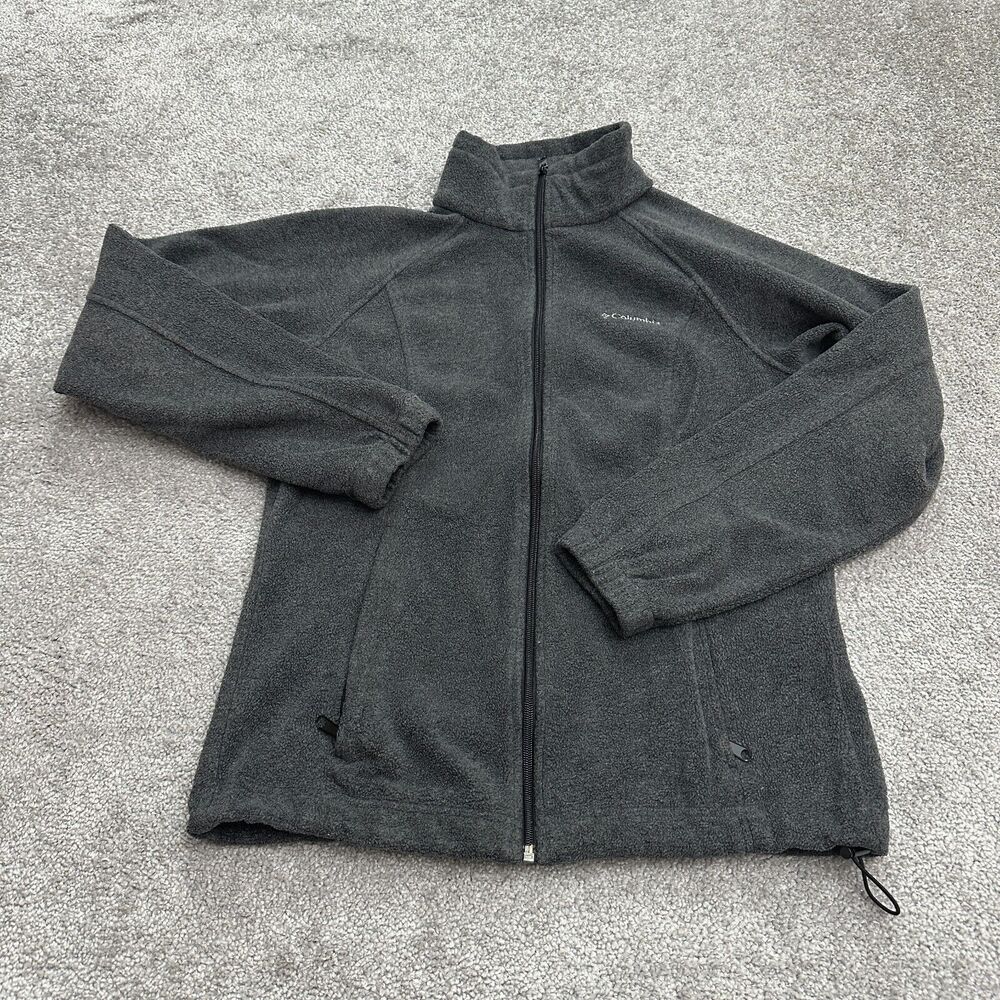 Columbia Benton Springs Fleece Jacket Womens Small Gray Full Zip Outdoor Hiking